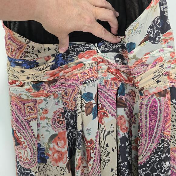 Adrianna Papel Silk Halter Dress Paisley Chiffon Fit Flare Lined Size 14 - Picture 7 of 12